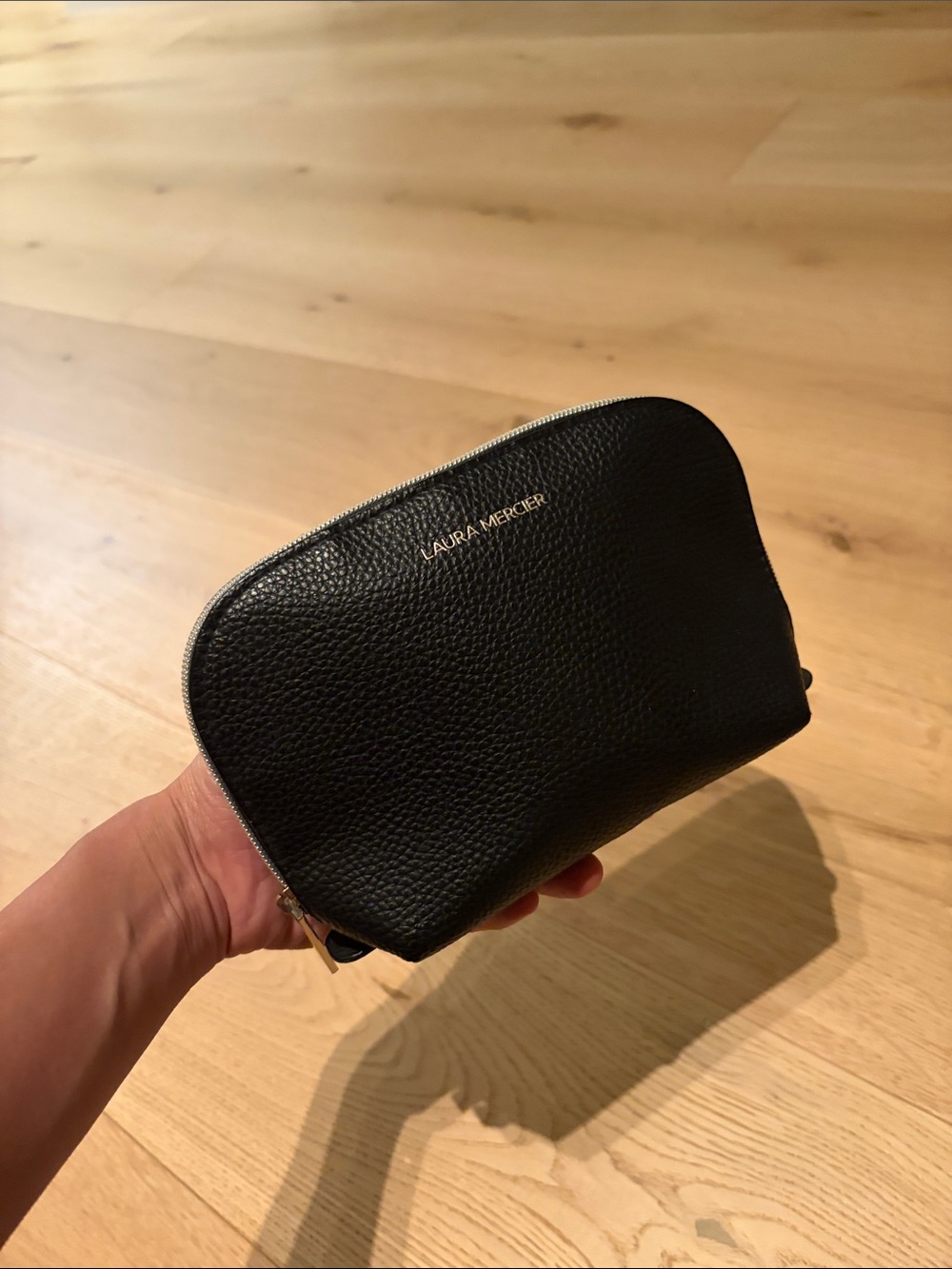 laura mercier Black Pebbled Leather Toiletry Case